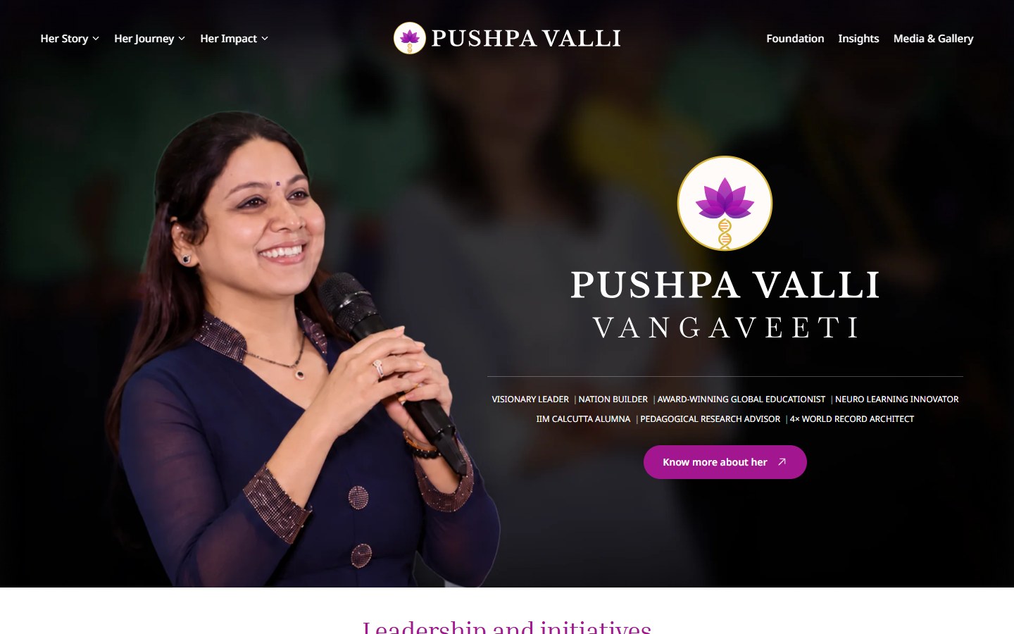 Pushpavalli public website homepage